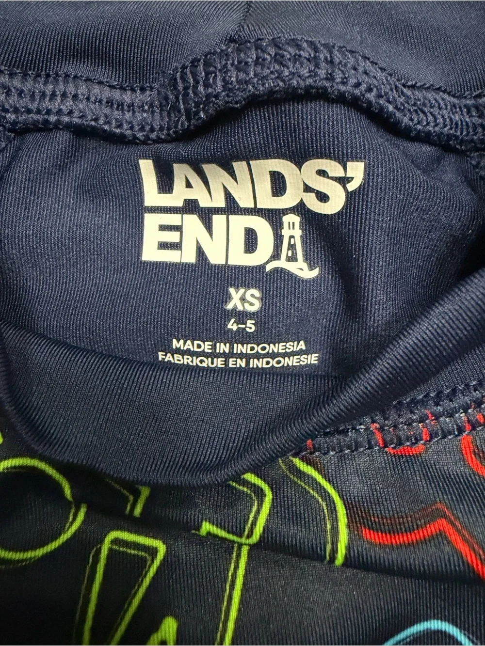 Lands' End Kids' Long-Sleeve Rashguard Set - Navy Gamer & Tie-Dye Orange NWOT